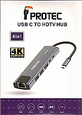 מתאם מUSB C מולטיפורט 6 ב-1 עם רשת, תצוגה וטעינה
